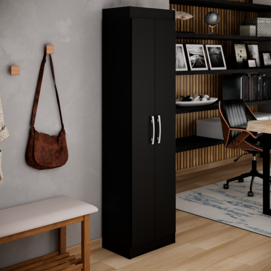 Armário Multiuso 2 Portas 4 Prateleiras Office - Preto