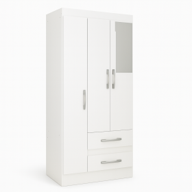 Guarda-Roupa Solteiro Nobre 3 Portas 2 Gavetas - Branco