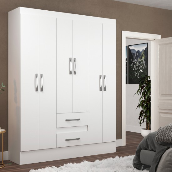 Guarda-Roupa Casal Magistral 6 Portas 2 Gavetas Cor Branco