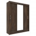 Guarda-Roupa Casal Real 3 Portas de Correr com Espelho Cor Cacau