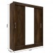 Guarda-Roupa Casal Real 3 Portas de Correr com Espelho Cor Cacau