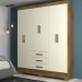 Guarda-Roupas Casal 6 Portas 3 Gavetas Nature Off White Maestro