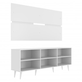 Rack Estante Retrô C/ Painel Branco P/ TV Até 55 Polegadas