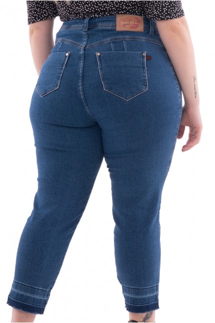 Calça Jeans Cropped Plus Size Empina Bumbum