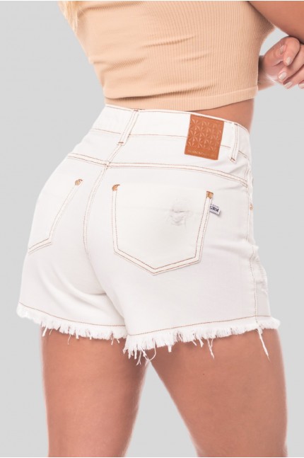 Shorts Jeans 100% Algodão Off White