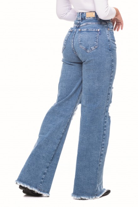 Calça Jeans Wide Leg Destoyed