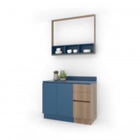 Cozinha Compacta Giomobili M2 - Linha Studio (255 X 120 X 60 Cm) Azul + Gengibre