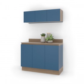 Cozinha Compacta Giomobili M4 - Linha Studio (188 X 120 X 60 Cm) Azul + Gengibre
