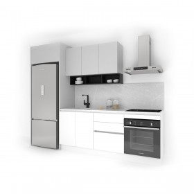 Cozinha Completa Luca Gormand M1 - Linha Studio (230 X 285 X 60 Cm) Branco + Cinza Claro