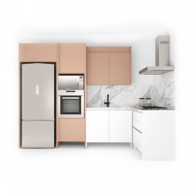 Cozinha Completa Trento - Linha Studio (230 X 310 X 140 Cm) Branco + Millennial