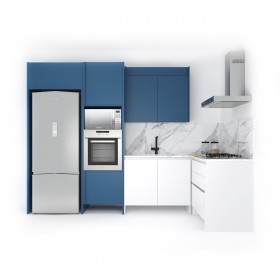 Cozinha Completa Trento - Linha Studio (230 X 310 X 140 Cm) Branco + Azul