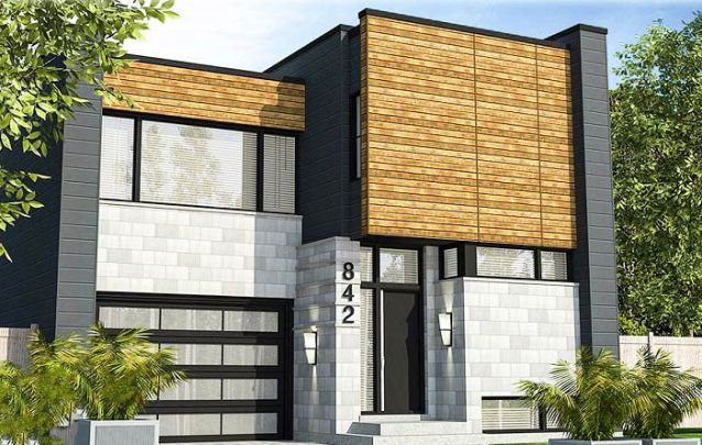 O acabamento em madeira agrega à estética desta casa moderna