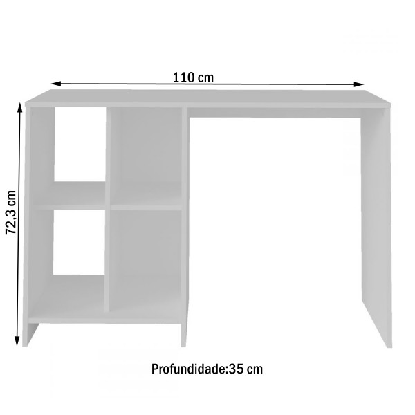 Mesa Escrivaninha Matrix Nichos Branco Artely