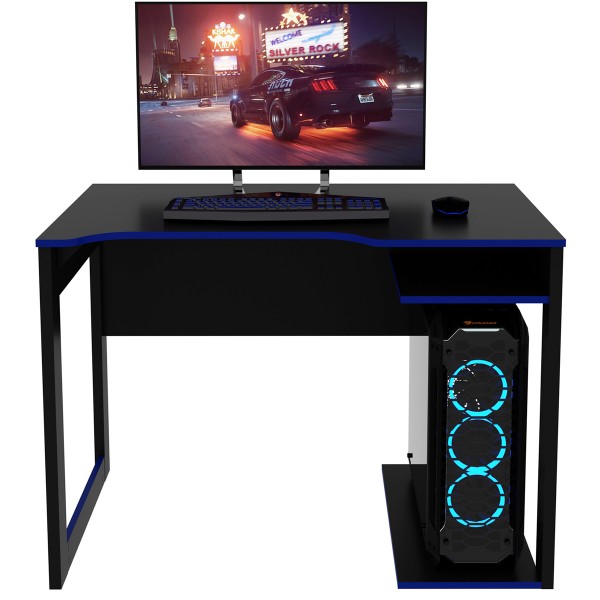 Mesa Gamer 1 Prateleira Preto/Azul Me4161 - Tecno Mobili