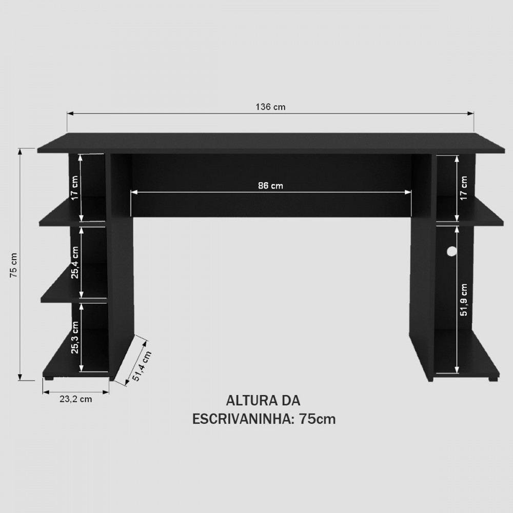 Mesa Para Computador Gamer Tech Para 2 Monitores 3 Prateleiras