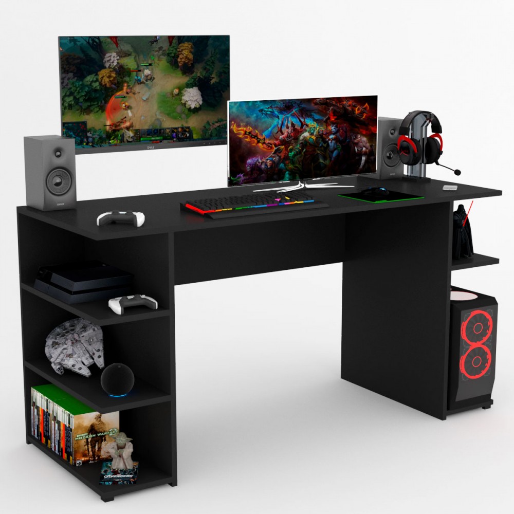 Mesa para Computador Gamer Tech para 2 Monitores 3 Prateleiras Preto -  Panorama Móveis