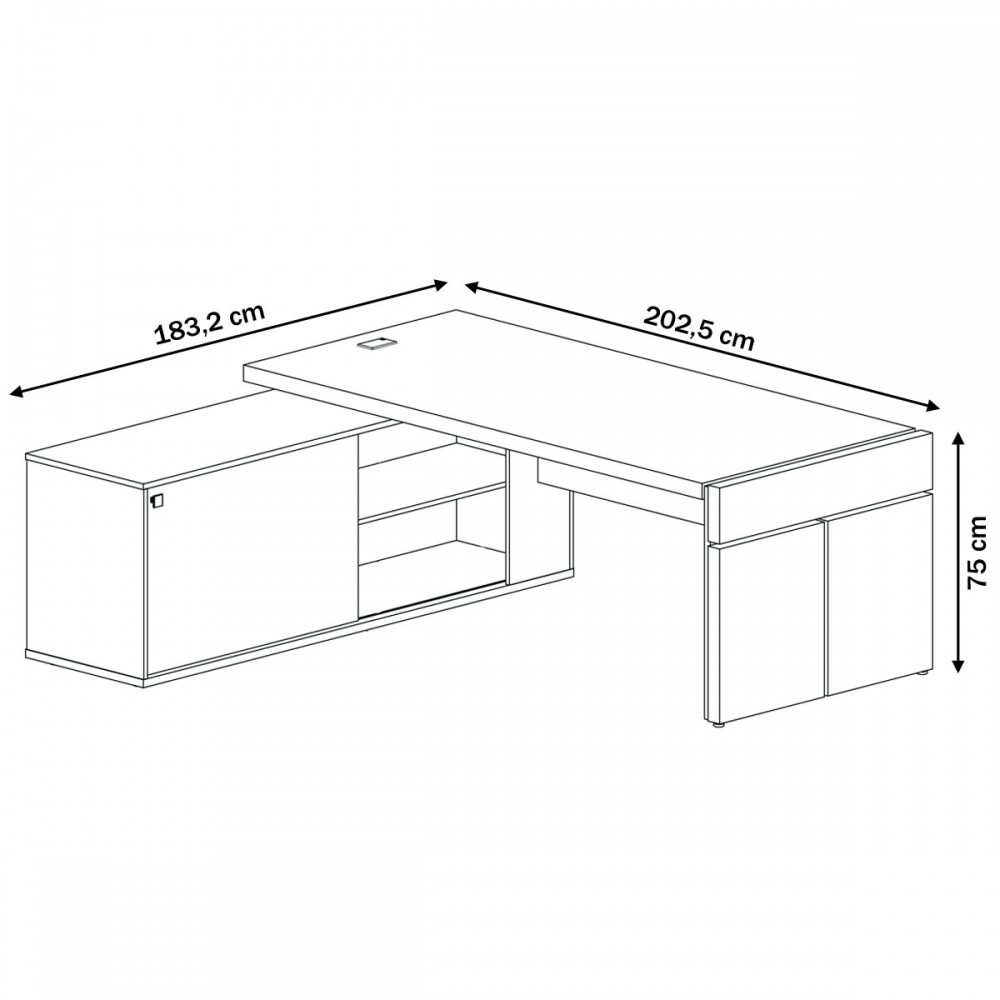 Mesa para Escritório Artany Diretor com Connect II Charuto/Preto