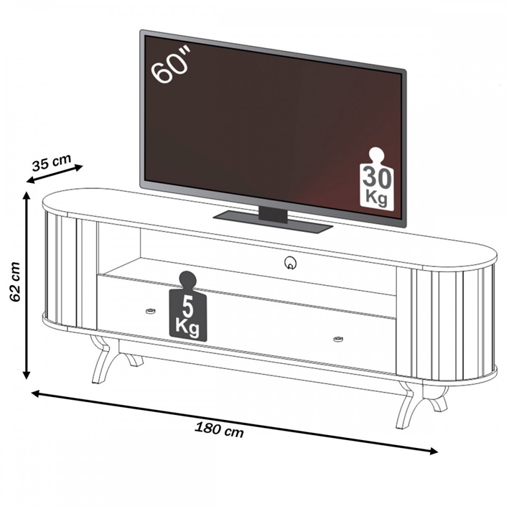 Rack Bancada 1,80 MDF Off White com Freijó - Dalla Costa - Rack