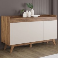 Balcão Buffet 3 Portas Camaro Cedro/off White - Viero Móveis