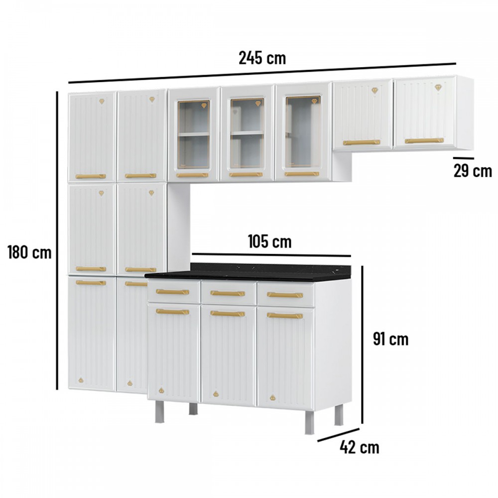 Cozinha Completa Itatiaia Diamante com 13 Portas