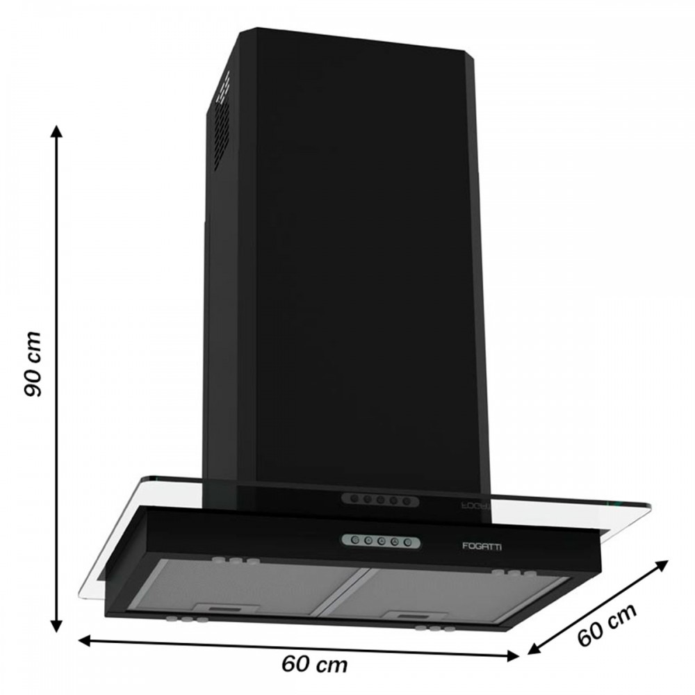 Coifa Ilha Vidro Curvo 90 Cm Inox 127v - Fogatti