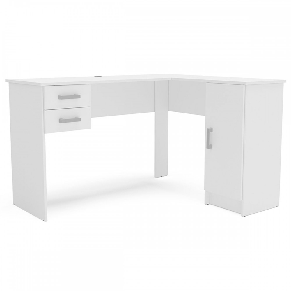 Mesa Escrivaninha Barcelona 1 Porta 2 Gavetas Branco - Politorno