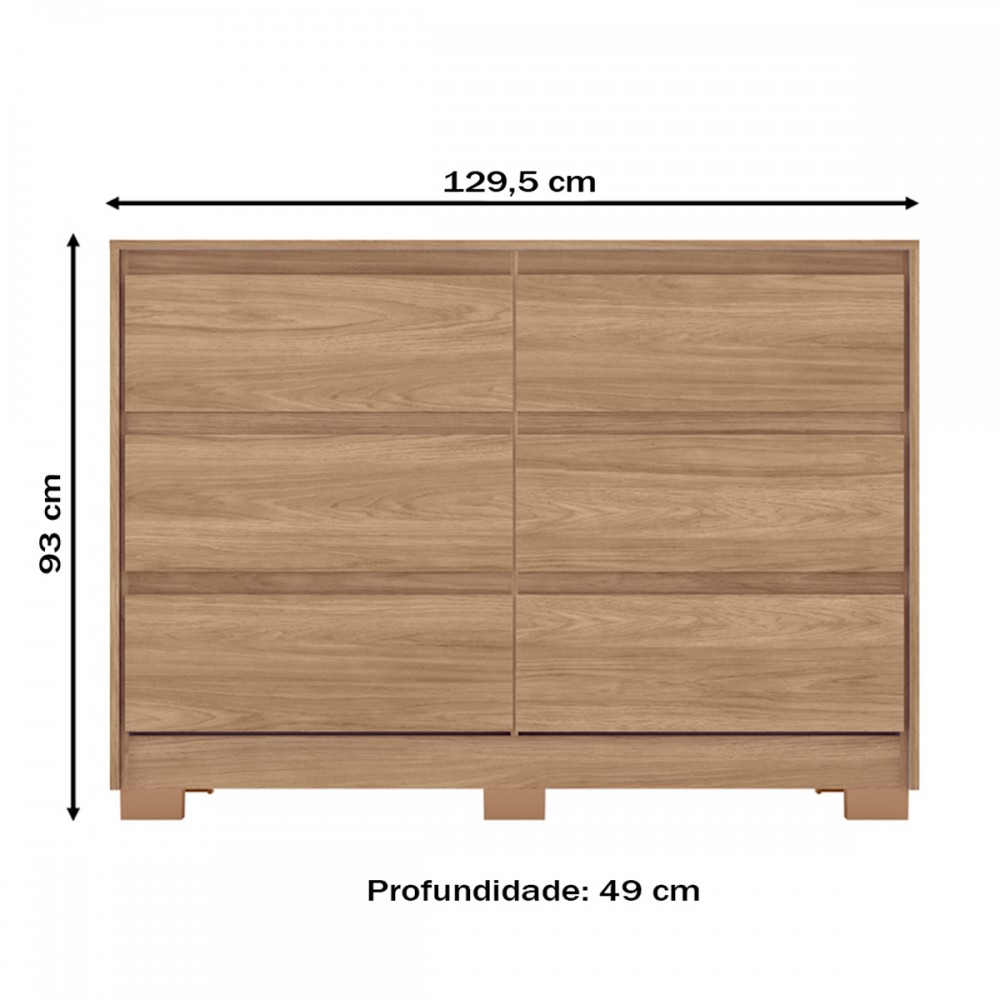 CÓMODA 6 CAJONES RAVENNA D737 HENN JEQUITIBA BRILLO - Abba Import Export