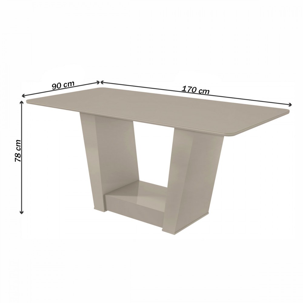 Mesa de Jantar 6 Lugares Apogeu com Vidro Off White/Amêndoa Clean/Linho ...