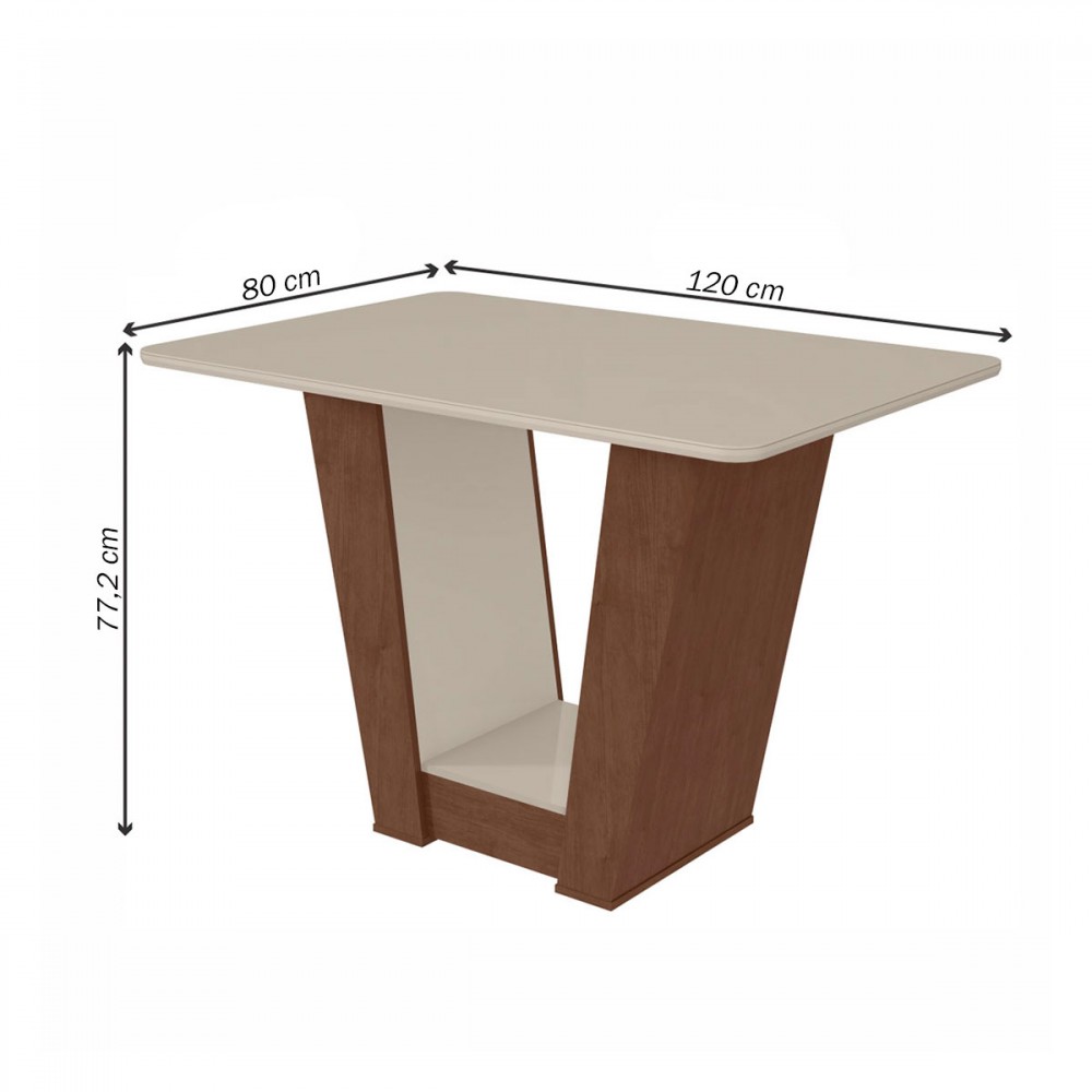 Mesa De Jantar 4 Lugares Apogeu Imbuia Clean Off White Linho Rinzai 