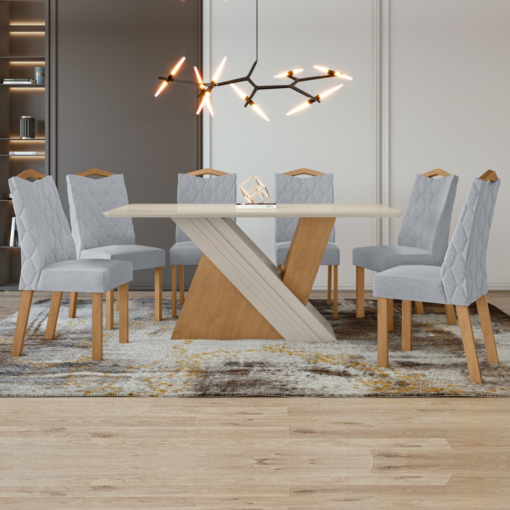 Conjunto de jantar 6 cadeiras Kappesberg Mesa 170 x 90 cm