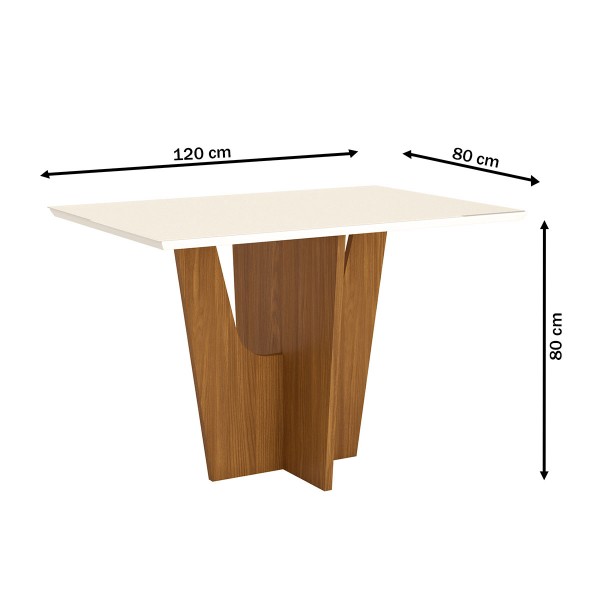 Mesa de Jantar 4 Lugares Alicia com Vidro Nature/Off White/Bege ...