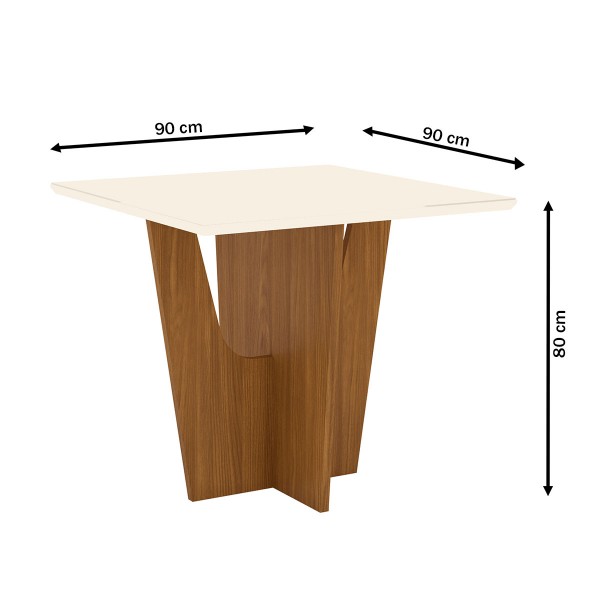 Mesa De Jantar 4 Lugares Scarlett Com Vidro Nature Off White Bege 