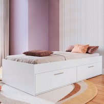 Cama de Solteiro Multifuncional Monterey 2 Portas Branco - Art In Móveis