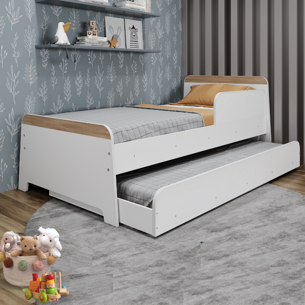 Cama Infantil Multifuncional 2 Portas com Escrivaninha Branco - Tecno Mobili