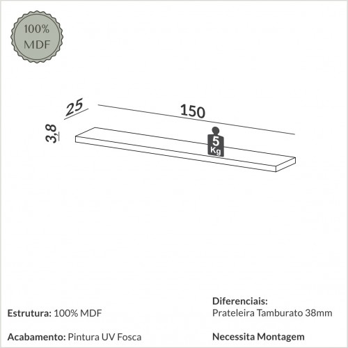 Prateleira 150cm Basic Freijó - Dalla Costa