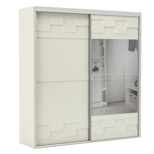 Guarda-Roupa 2 Portas de Correr 2 Gavetas Espelhado Basic Tw302e Off White - Dalla Costa