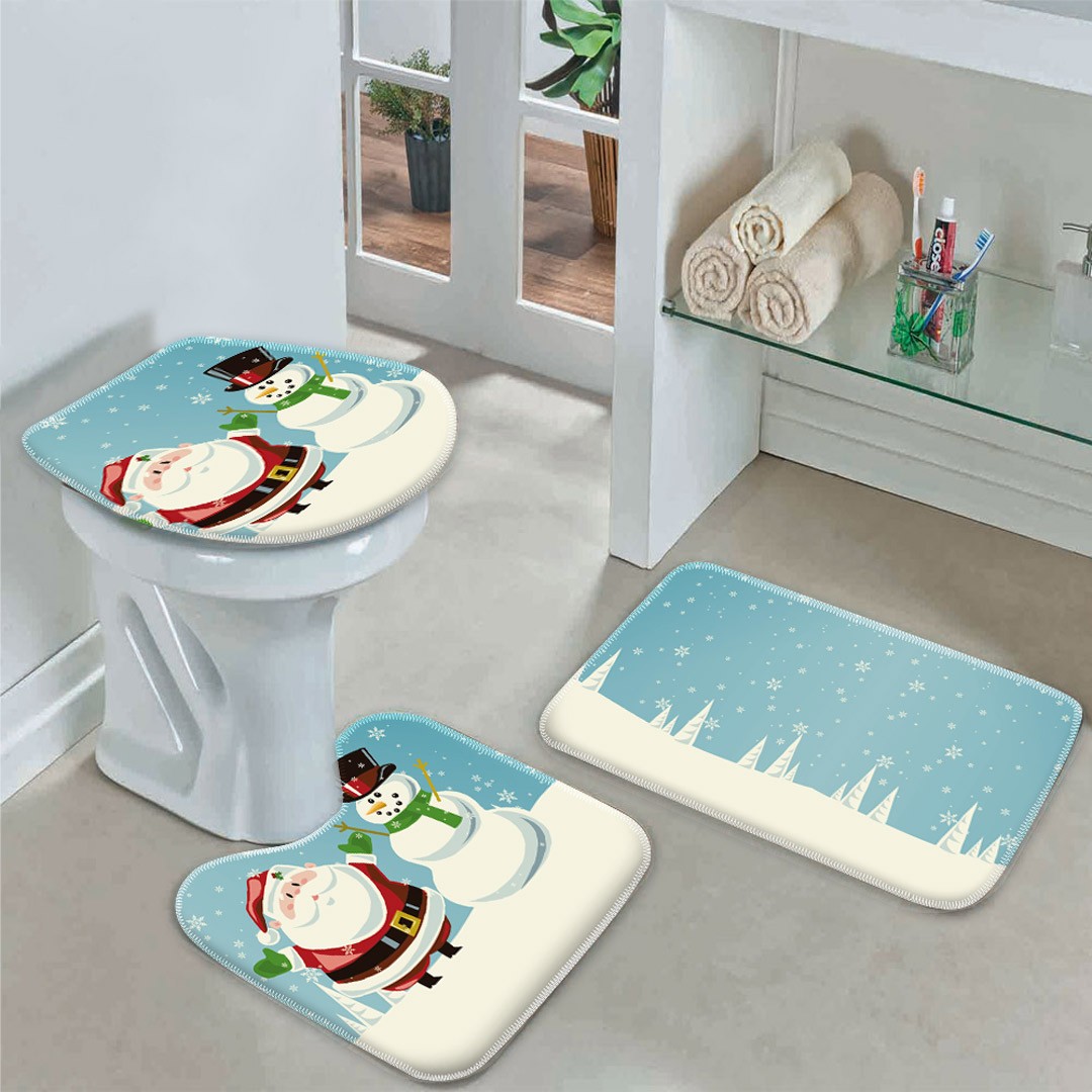 Conjunto de 2 tapetes de cozinha Feliz Natal boneco de neve