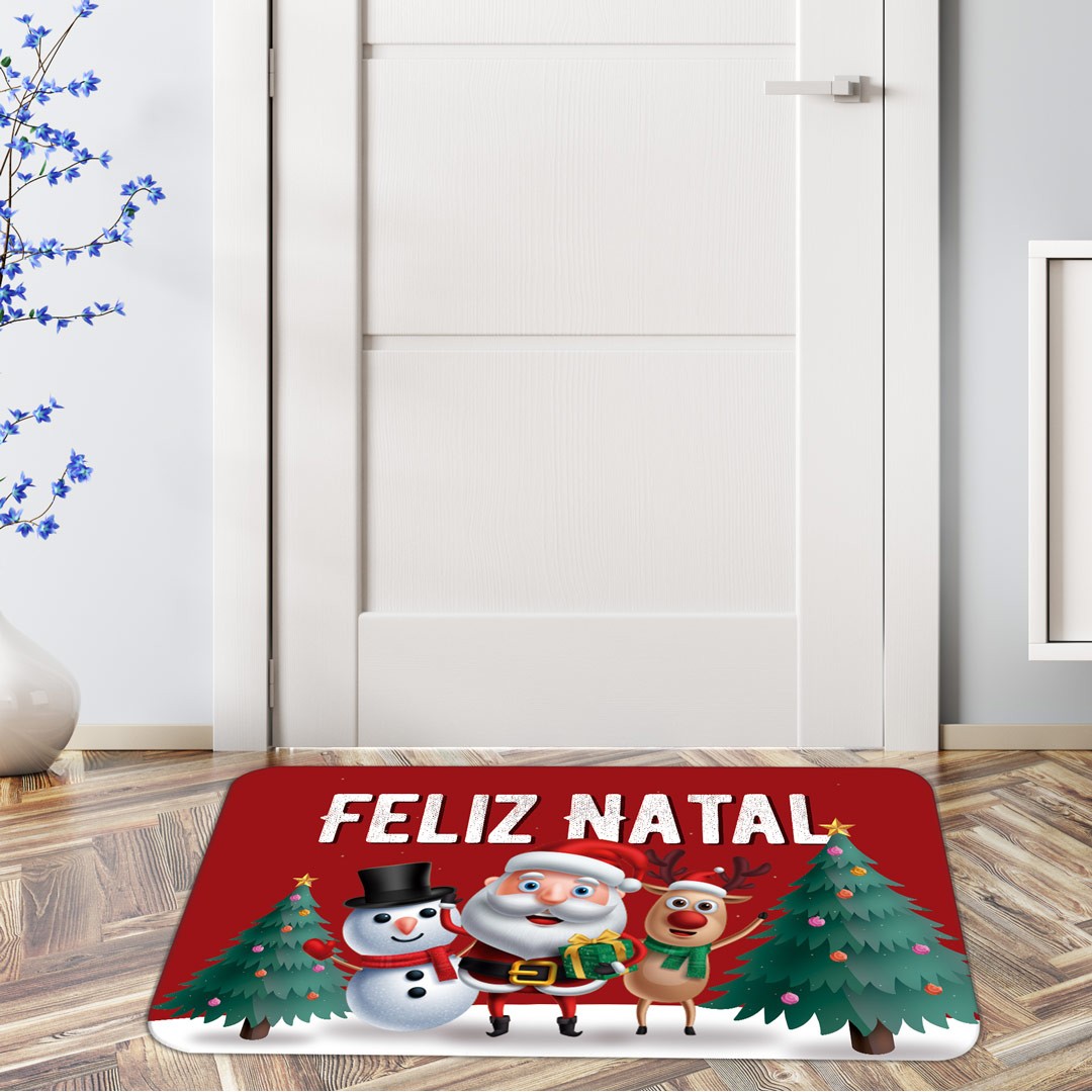 Tapete de Natal para Porta Feliz Natal Vermelho