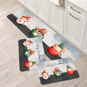 Kit Com 3 Tapetes De Cozinha Elementos De Natal - Decoradois