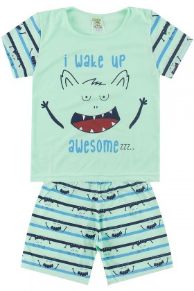 Pijama Infantil Masculino Awesome Verde - My Dream Boys