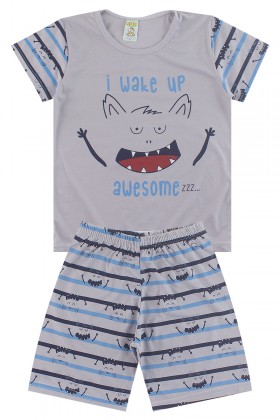 Pijama Infantil Masculino Awesome Cinza - My Dream Boys