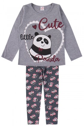 Conjunto Infantil Feminino Cute Panda Mescla - Menina Doce