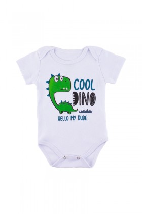 Kit Body de Bebê Masculino Cool Dino Branco - Pequeno Big Amor