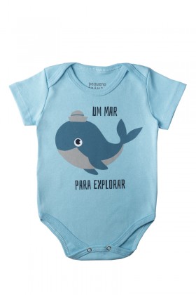 Kit Body de Bebê Masculino Baleia Azul - Pequeno Big Amor