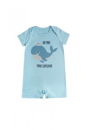 Kit Macacão de Bebê Masculino Whale Azul - Pequeno Big Amor