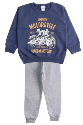 Conjunto Infantil Masculino Motorcycle Marinho - Pirata Kids