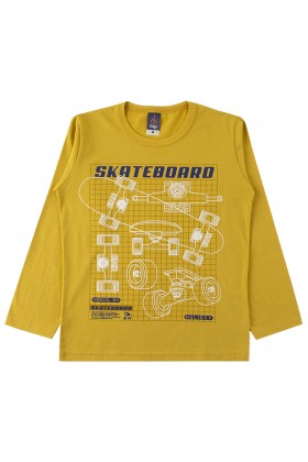 Camiseta Infantil Masculino Skateboard Amarelo - Dk2