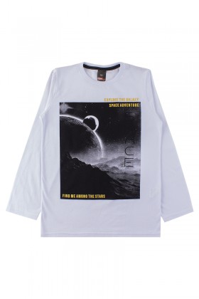 Camiseta Juvenil Masculino Space Branco - Dk2