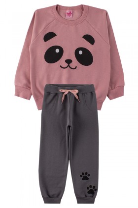 Conjunto Infantil Feminino Panda Rosa - Menina Doce