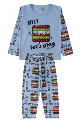 Pijama Infantil Masculino Let's Play Azul - My Dream Boys